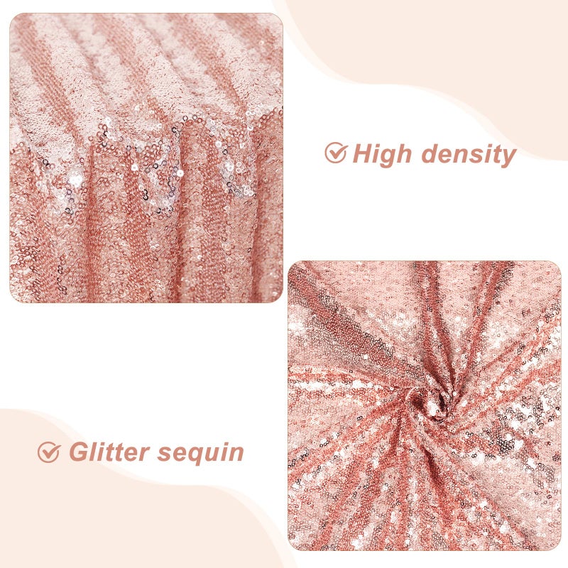 PartyDelight 60x126 Rectangle Rose Gold Sequin Tablecloth High-Density 3mm Stitched Sequins Shimmering Table Cover for 8ft Banquet Table Cloth Decor for Weddings Gala Receptions Holiday Dinners - Image 2